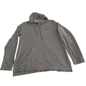 Vineyard Vines Drawstring Hoodie Women's Size Large Gray Whale Logo Spell Out